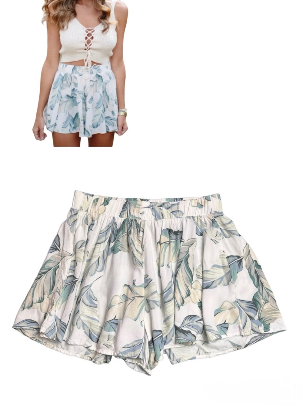 Show Me Your Mumu Carlos Swing Shorts Palm Leaf Pattern Small